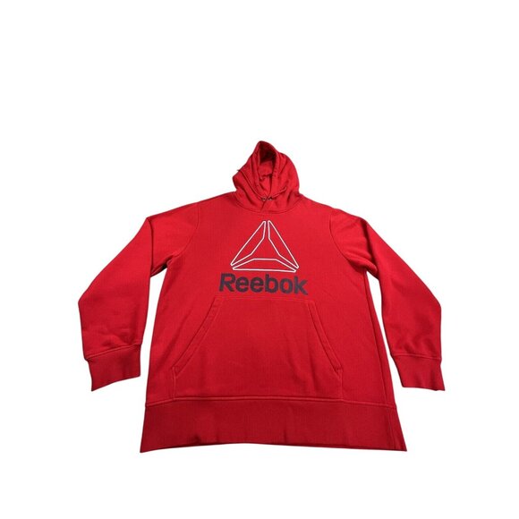 Reebok Mens XL Red Hoodie Sweatshirt Casual Wear Workout Hooded Pullover - Picture 1 of 10